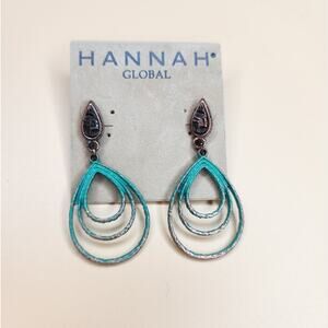 Bohemian Metal Brass Turquoise Dangle Earrings